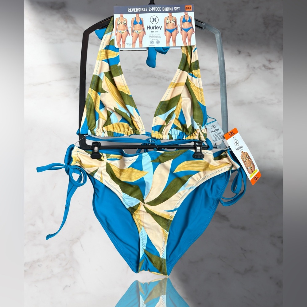 Hurley Reversible Bikini Set - Blue and Yellow Size XXL